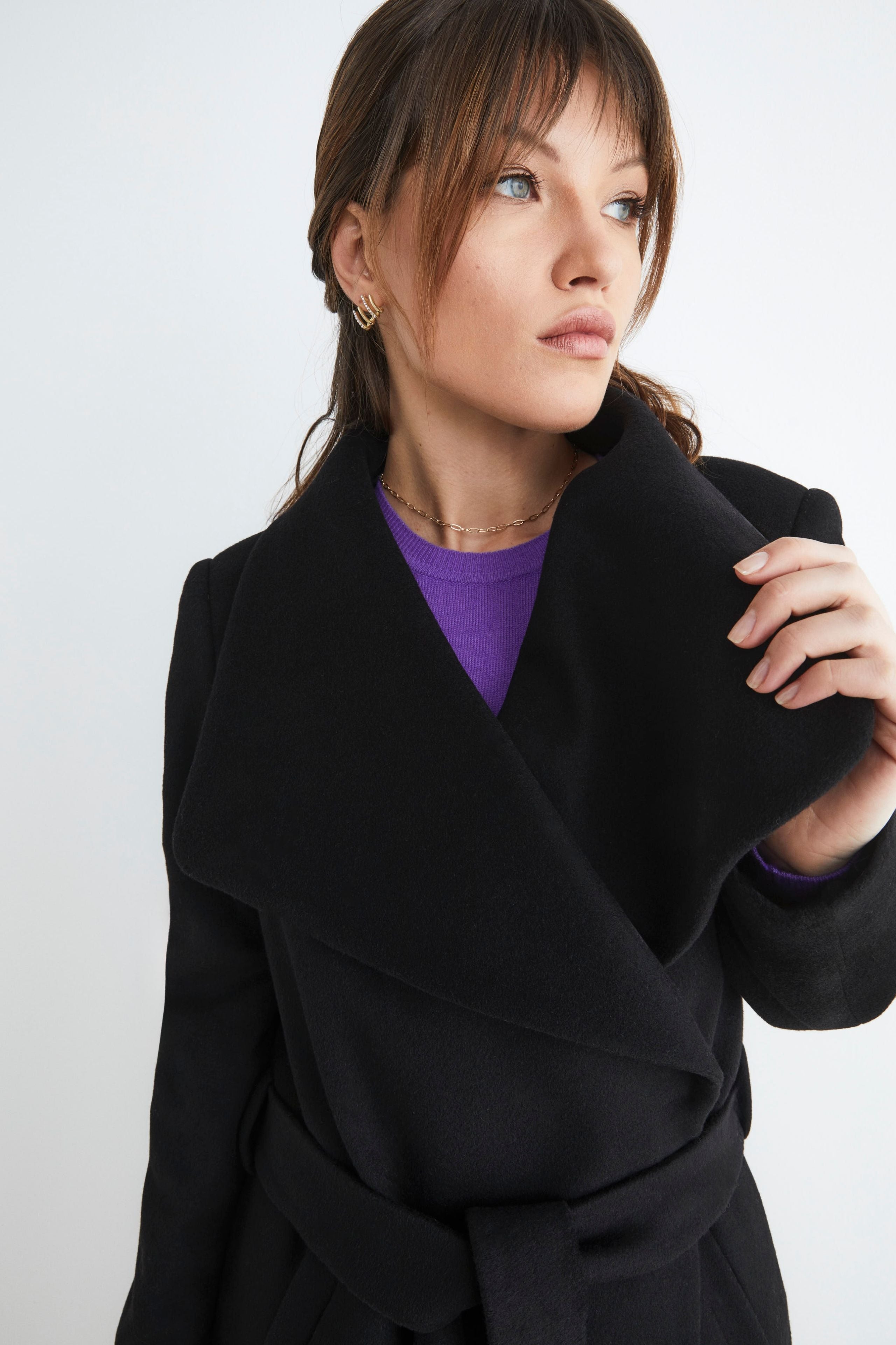 Long belted coat - BLACK