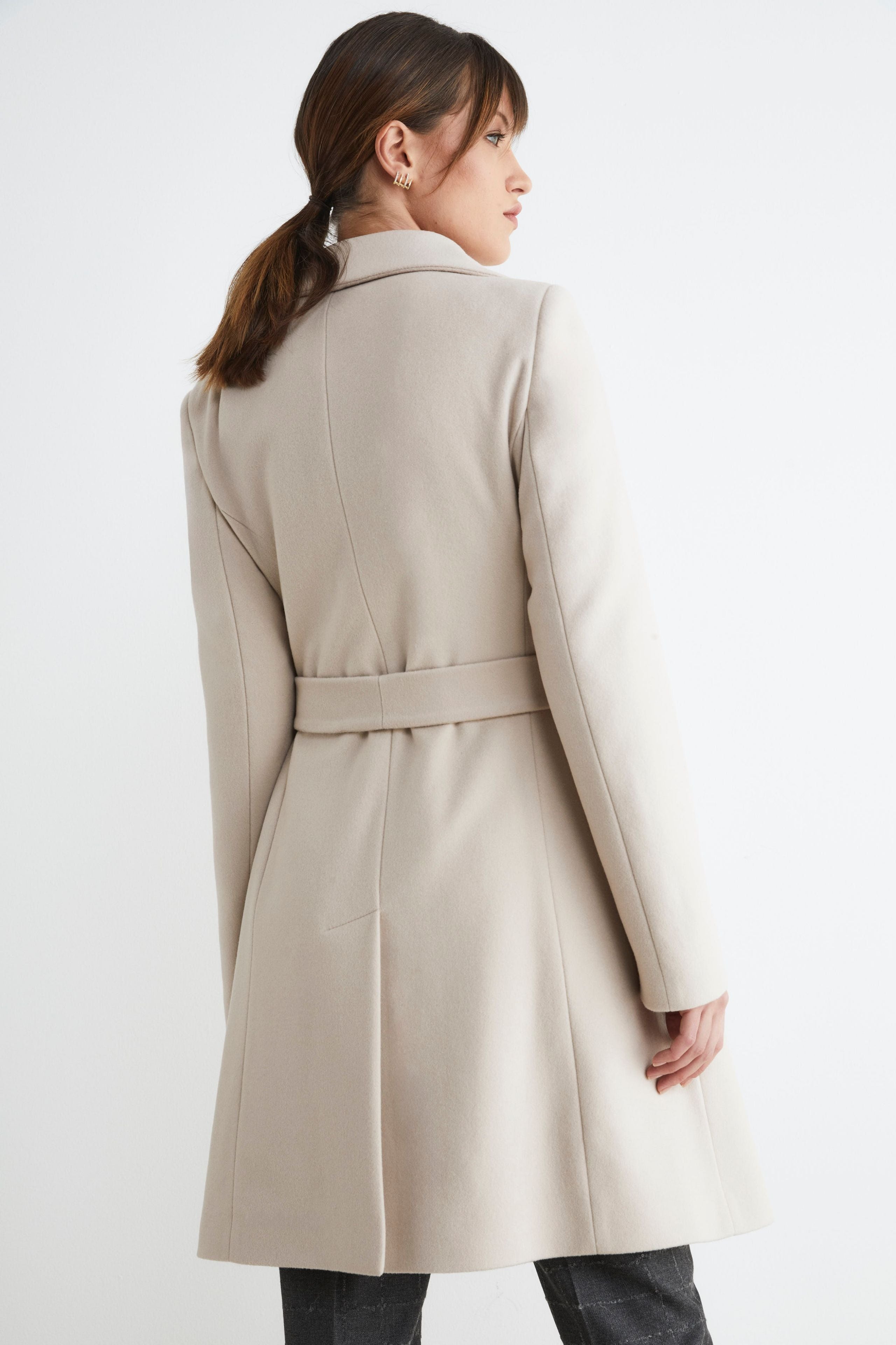 Manteau long avec ceinture - Beige