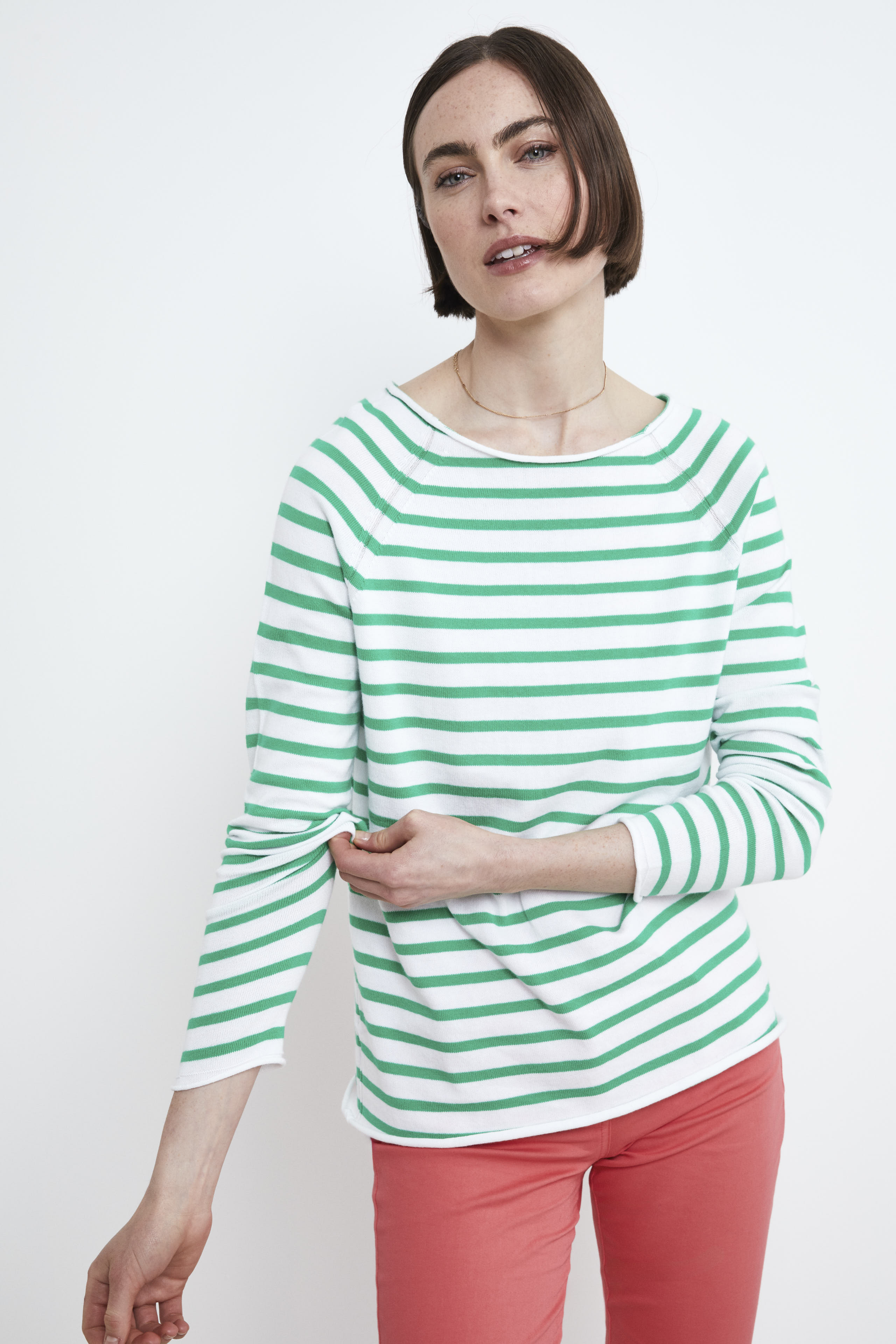 Fancy cotton jersey - White-Green