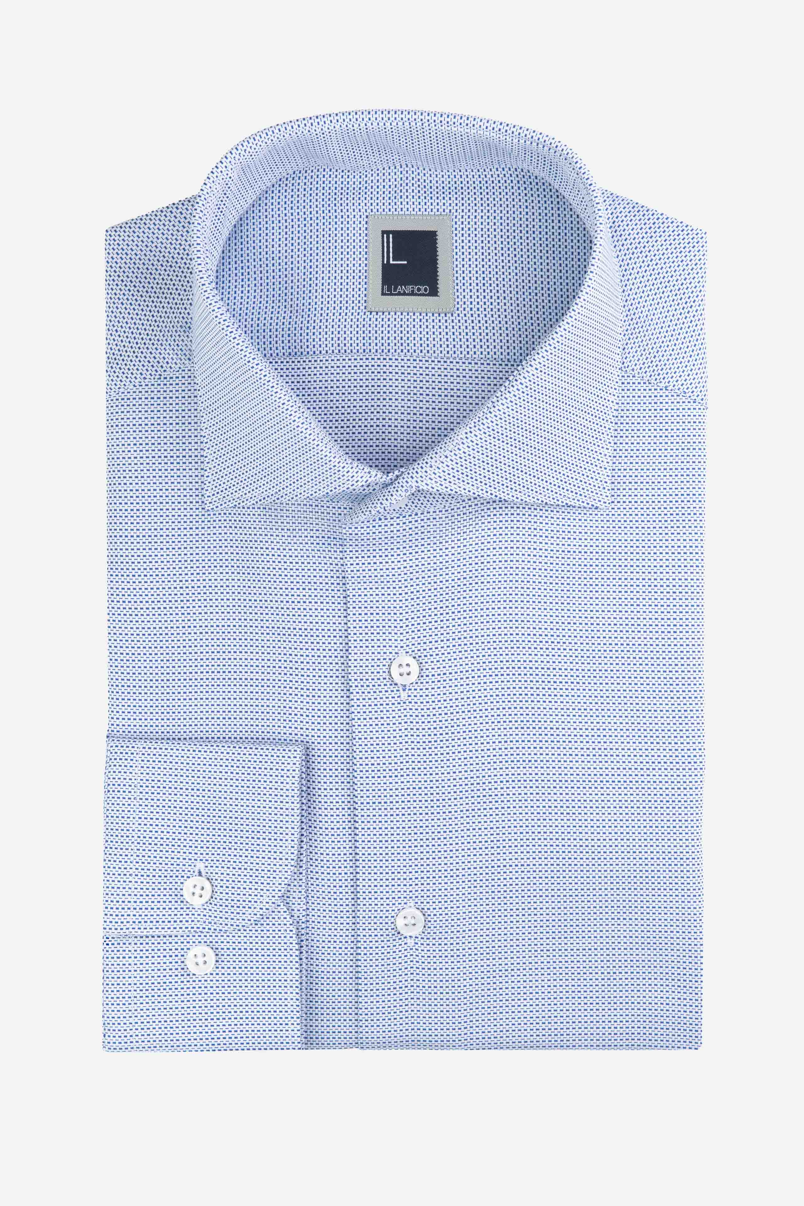 Chemise cintrée à col français - Motif bleu