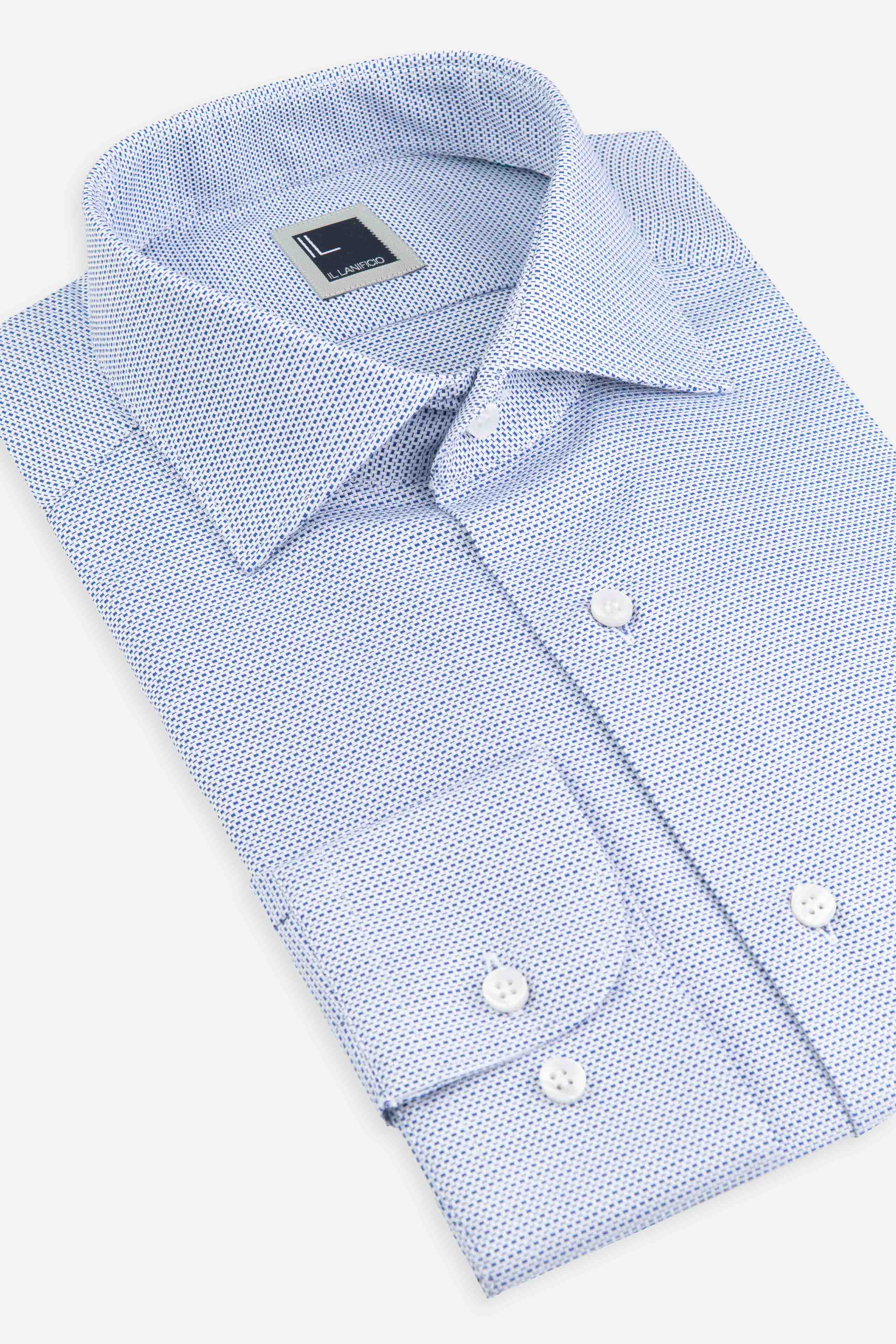 Chemise cintrée à col français - Motif bleu