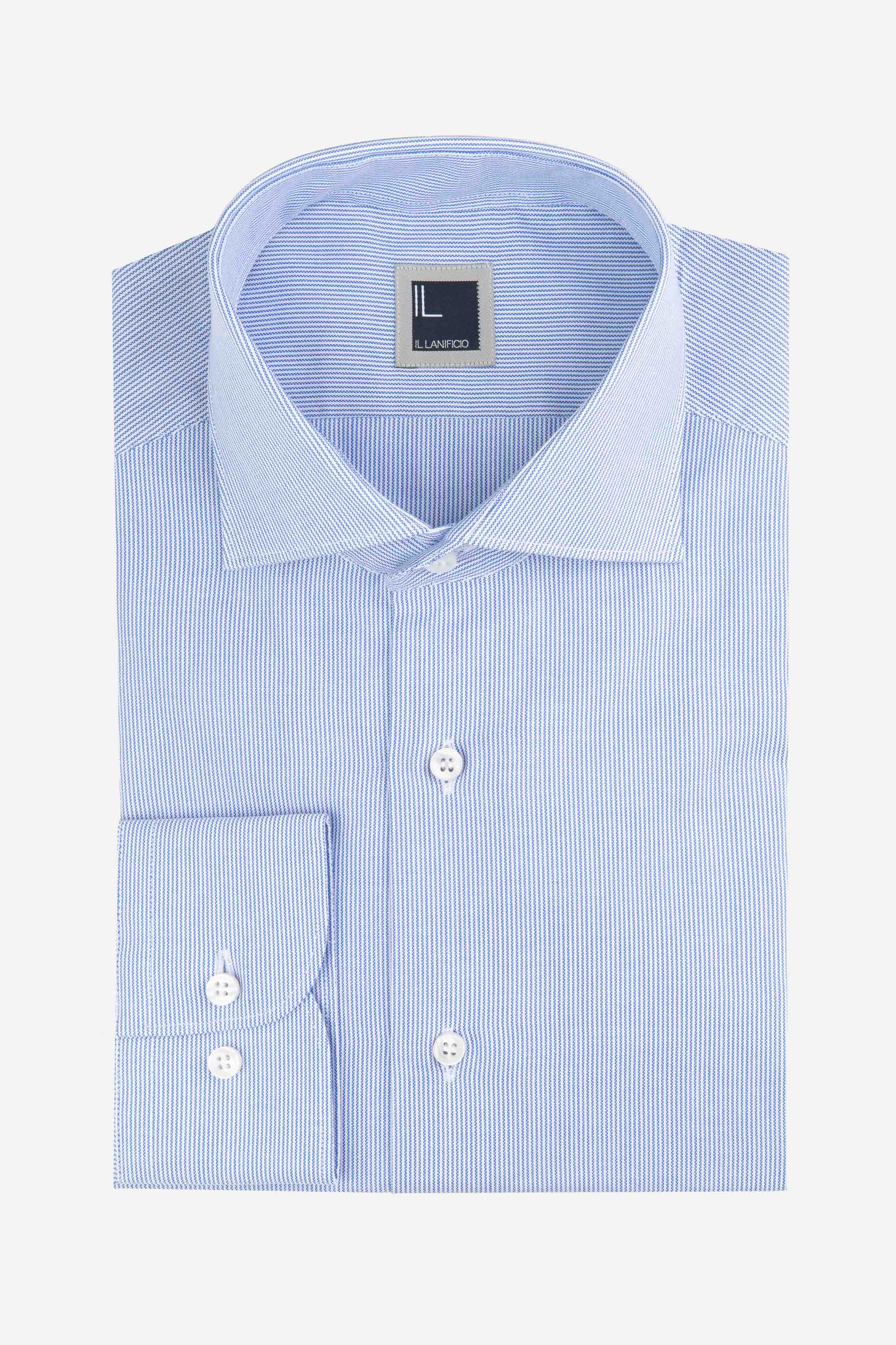 Chemise rayée à col français - Rayure bleue