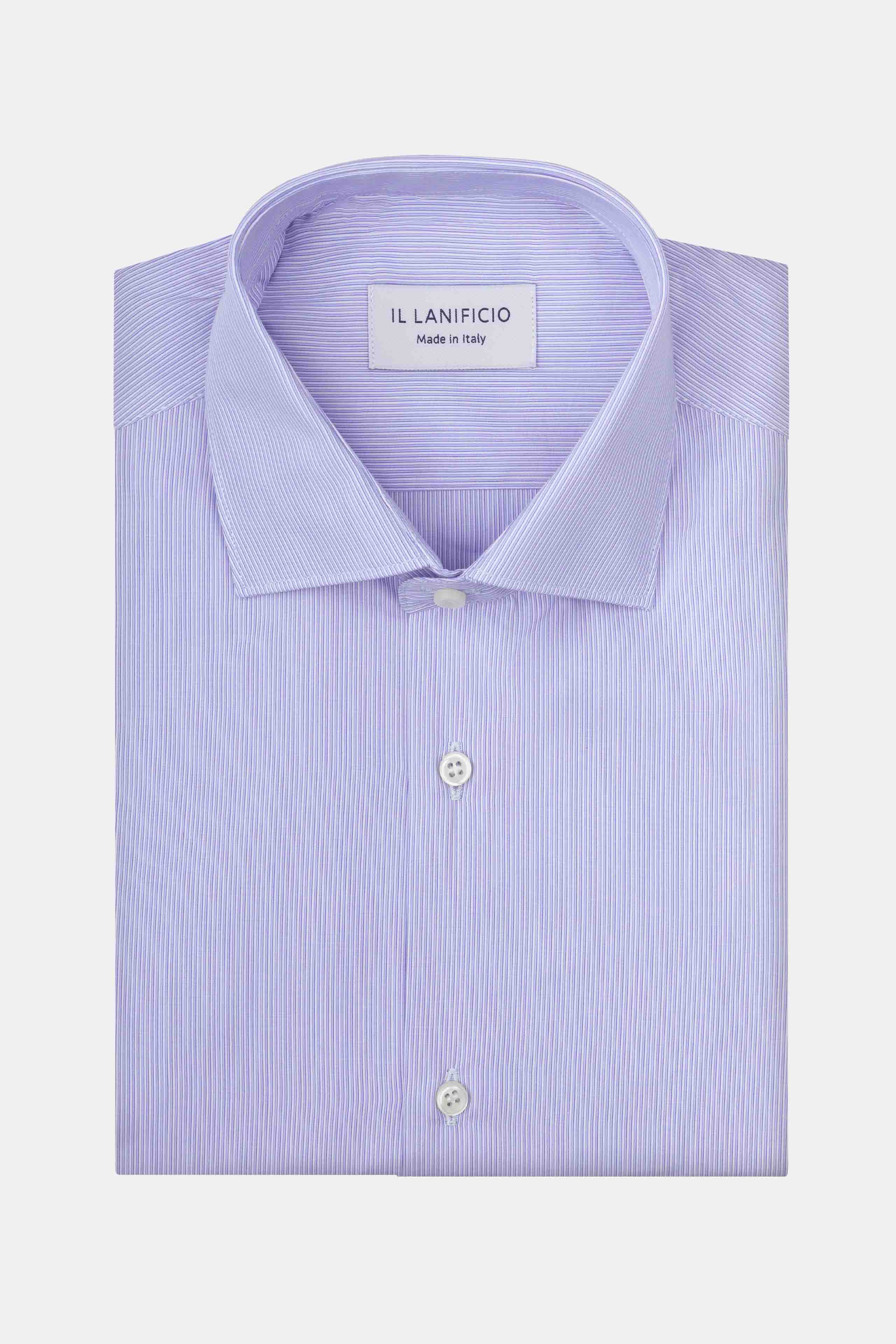 Camicia Regular Collo Francese - RIGATO BIANCO/AZZURRO