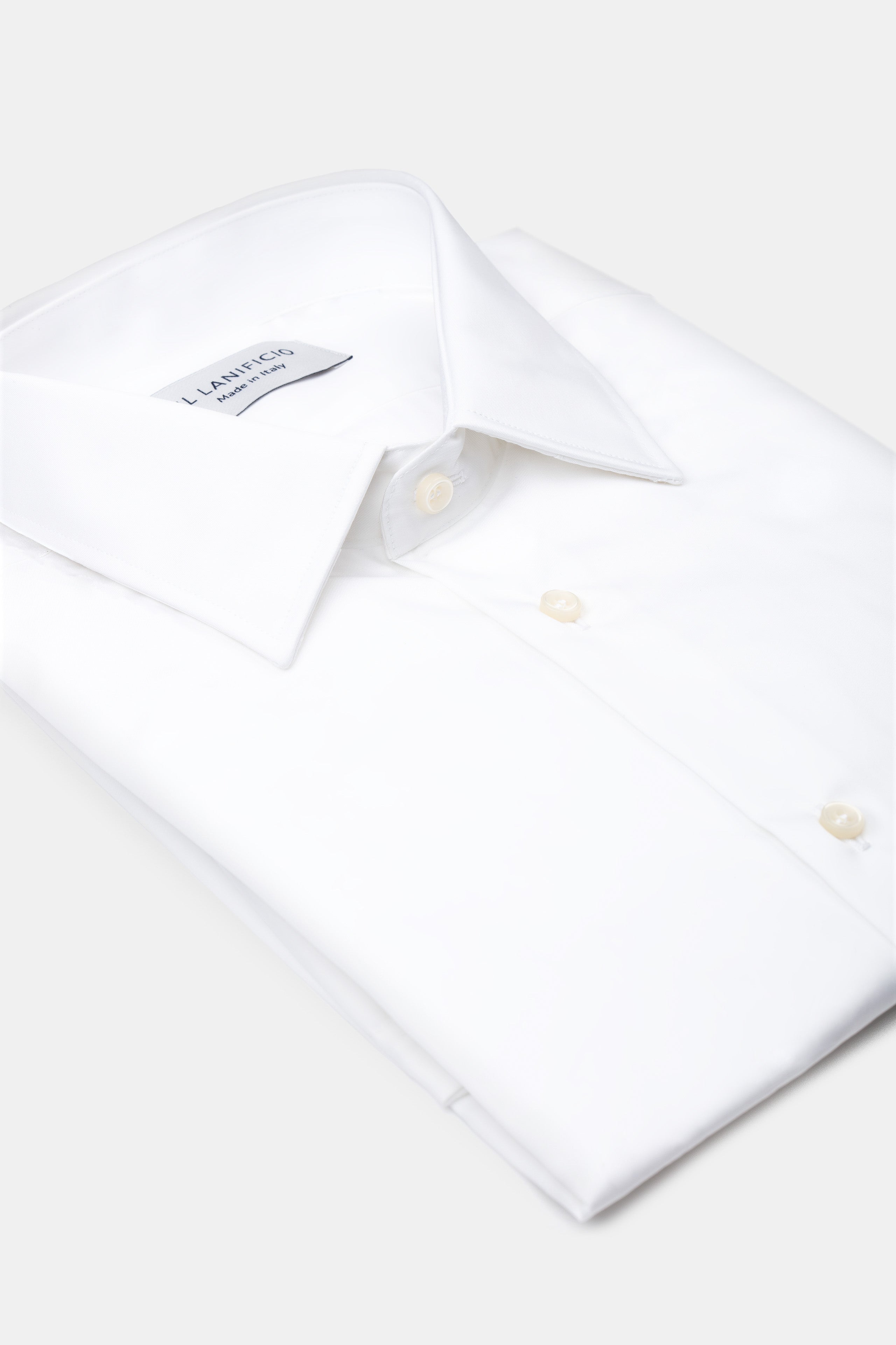 Slim Twill Shirt with Classic Collar - WHITE