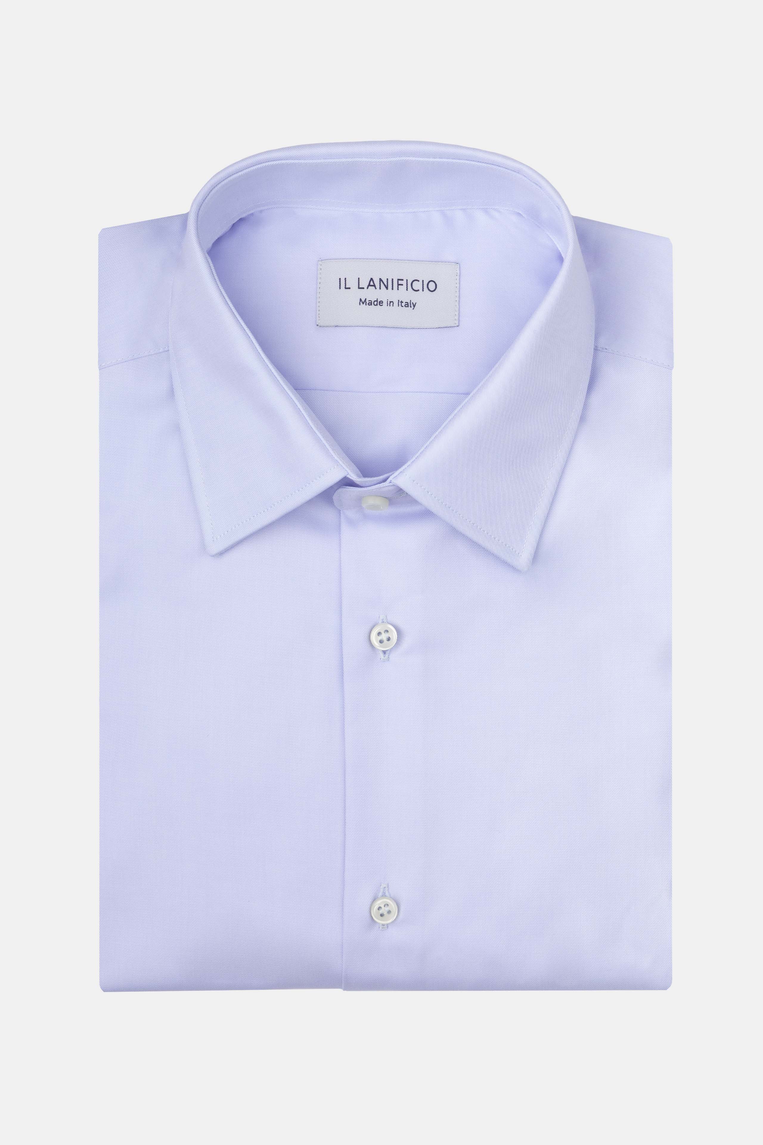 Slim Twill Shirt with Classic Collar - Sky blue