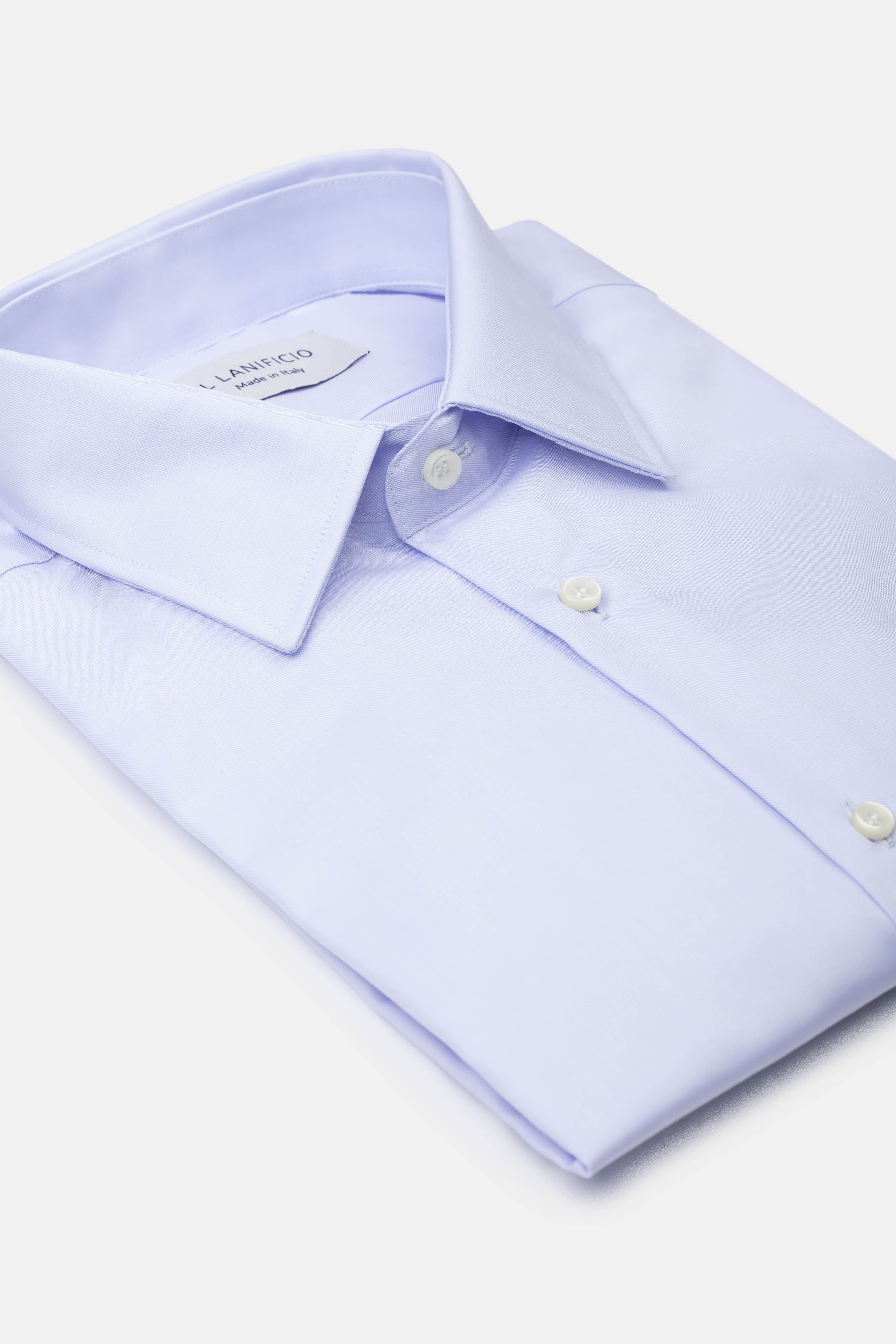 Slim Twill Shirt with Classic Collar - Sky blue