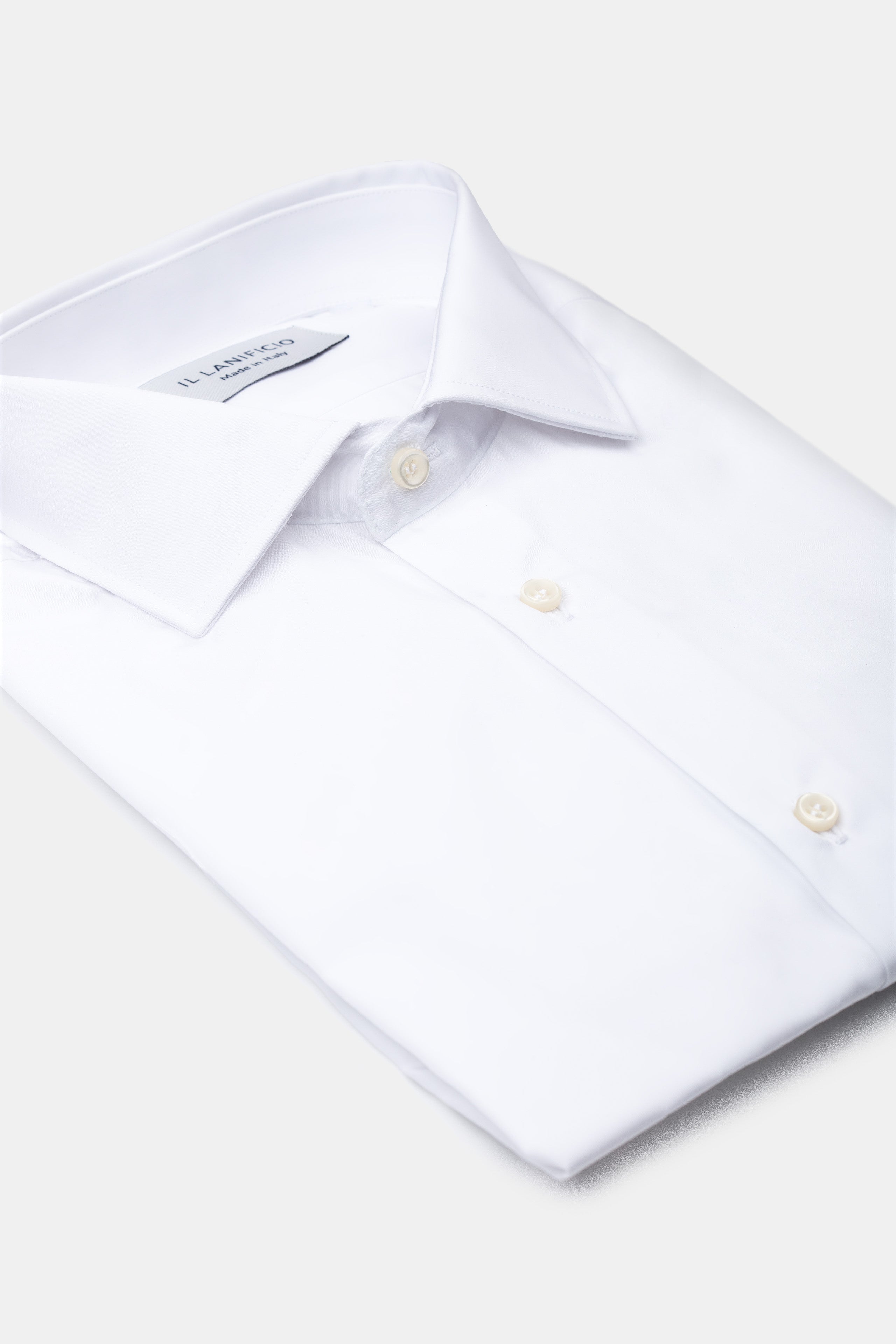 Elegant Slim Shirt with French Collar - WHITE