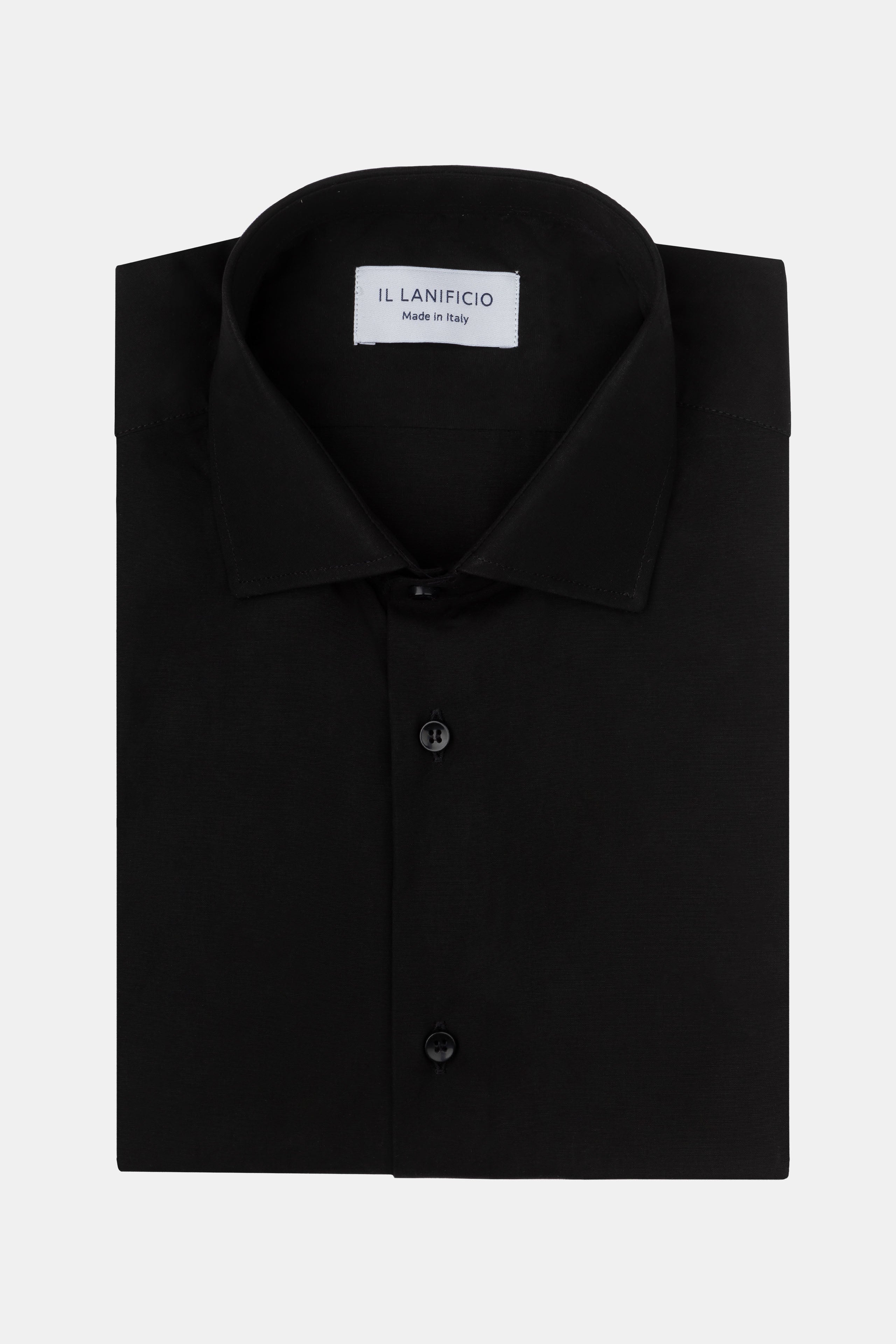 Elegant Slim Shirt with French Collar - Black