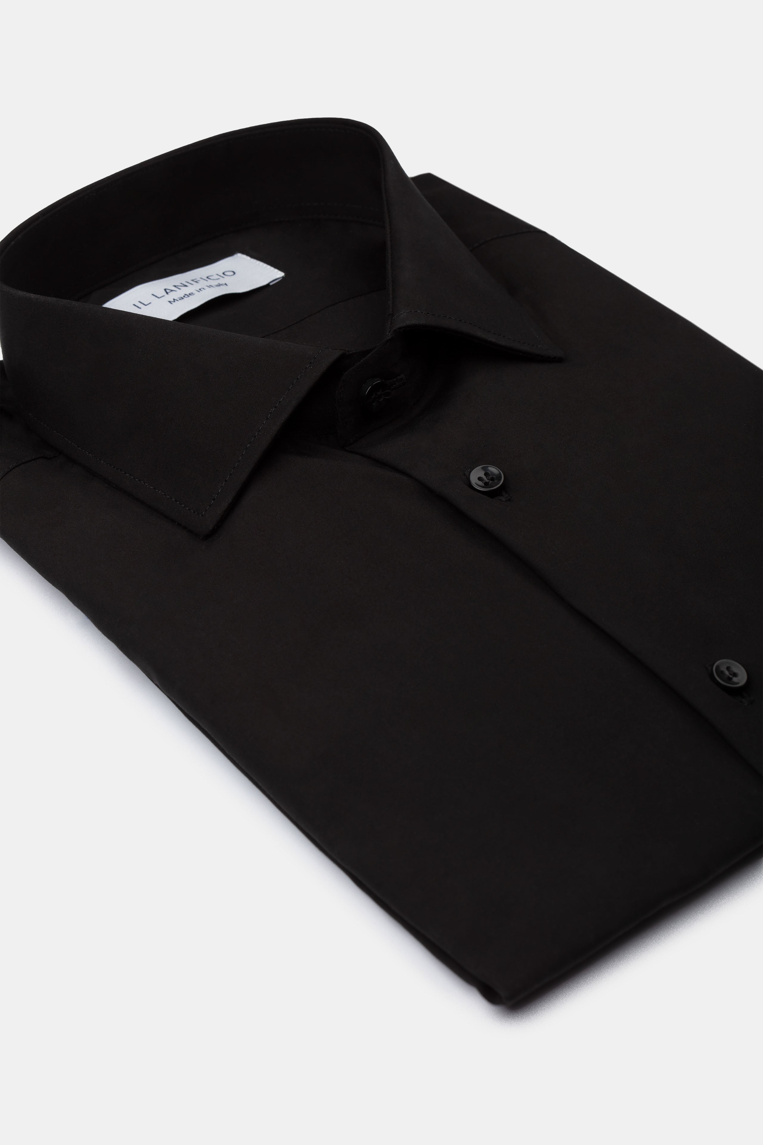 Elegant Slim Shirt with French Collar - Black