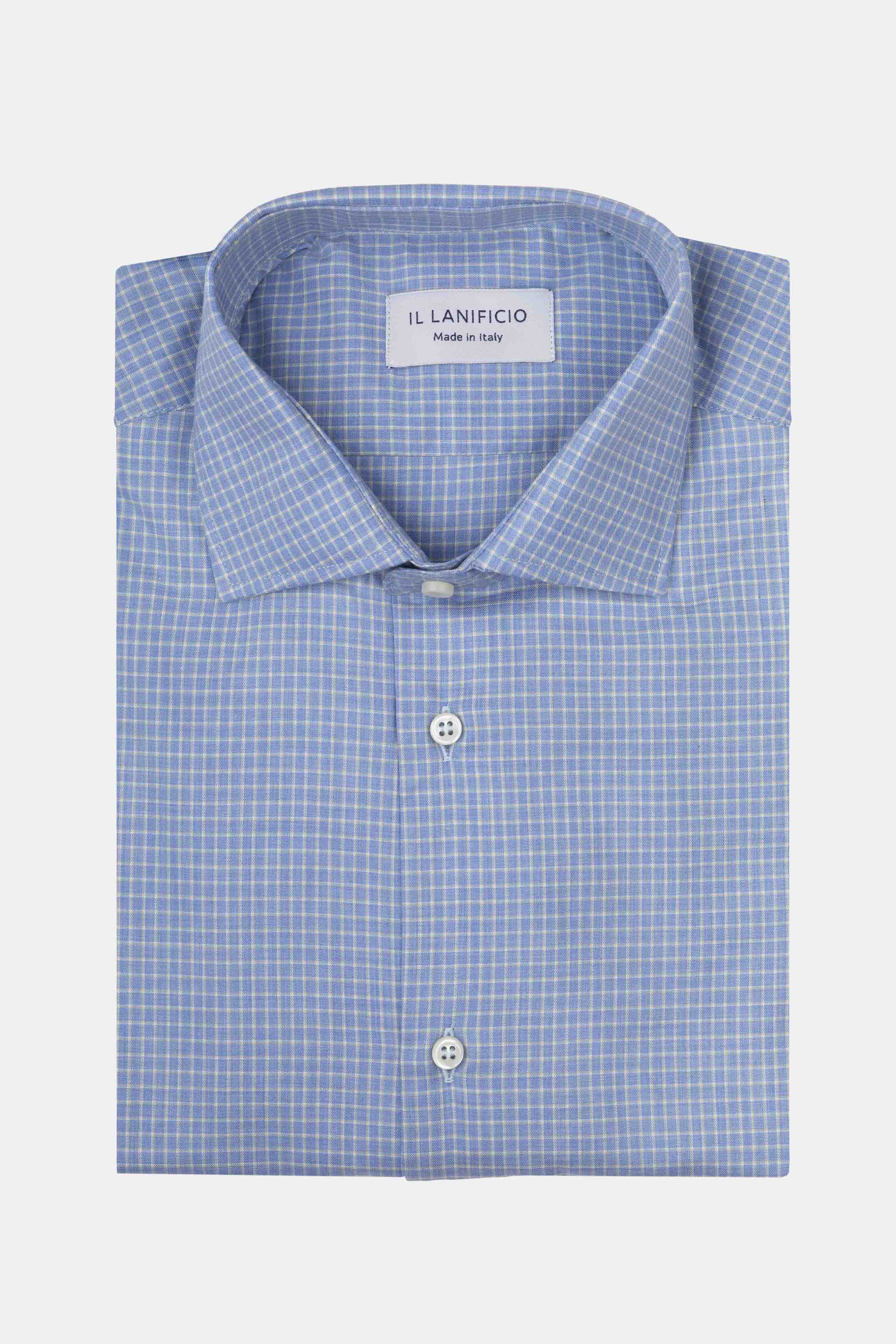 Slim Fit Patterned Shirt - Light blue check