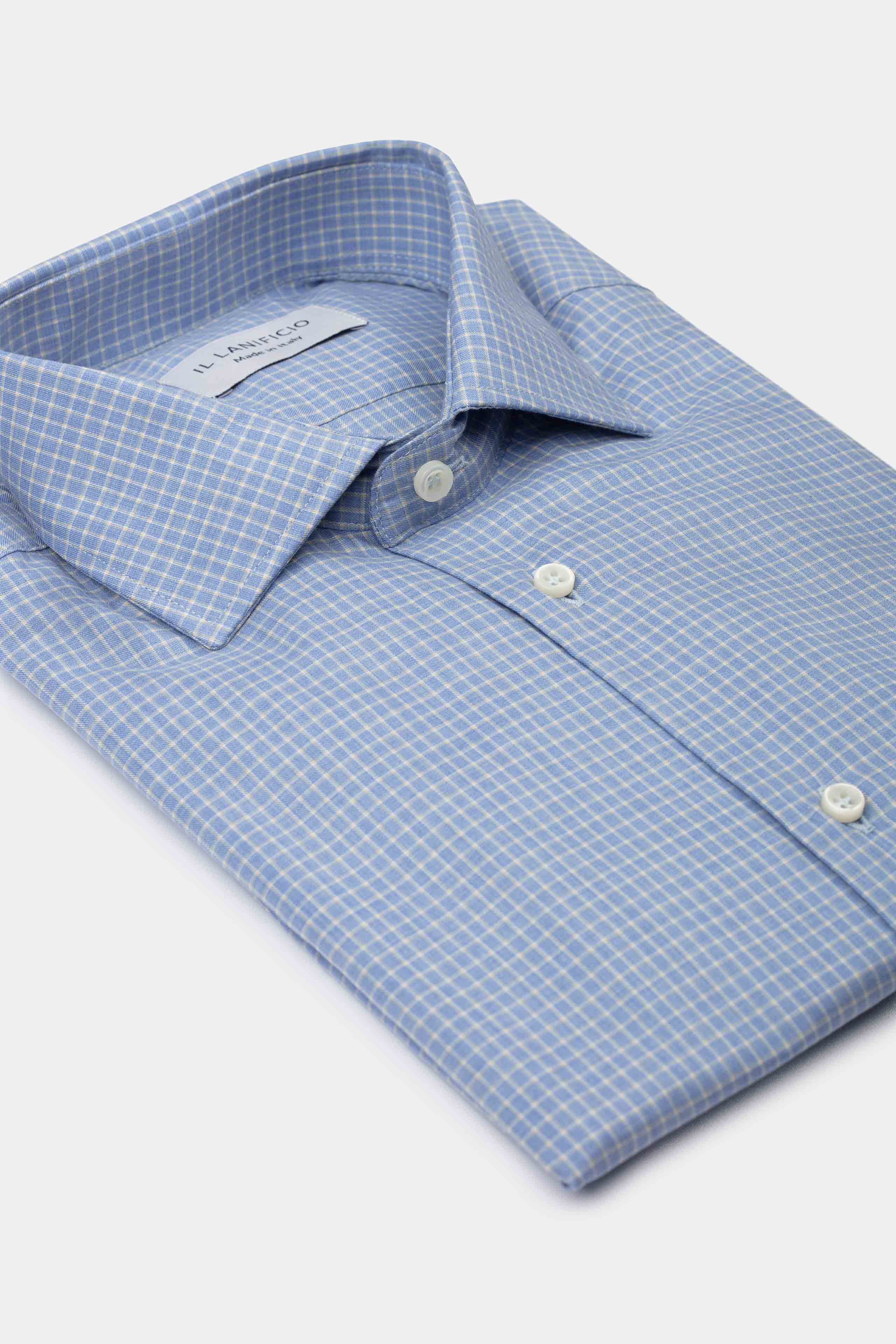 Slim Fit Patterned Shirt - Light blue check