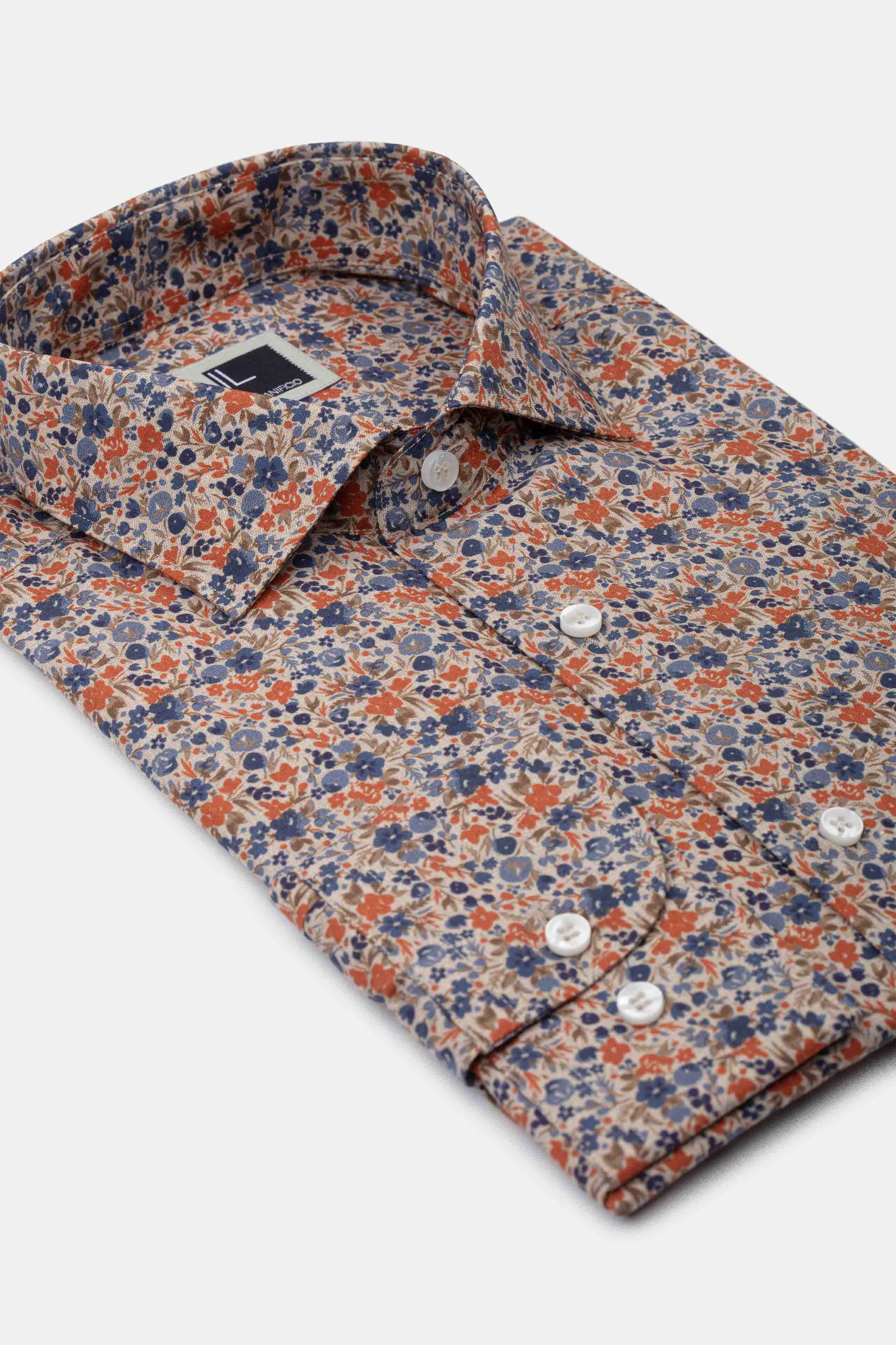 Regular Fit Patterned Shirt in Poplin - BLUE/RED PATTERN