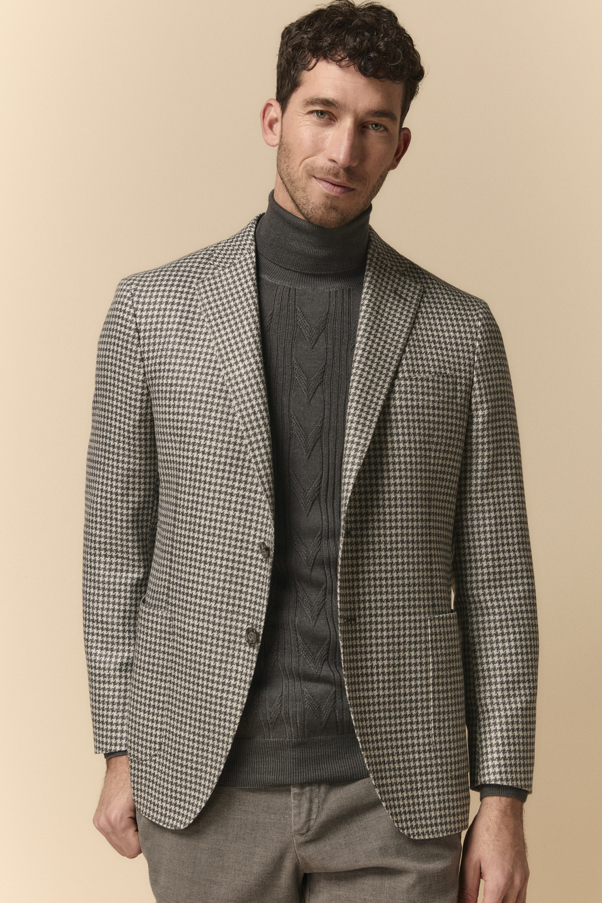 Patterned Jacket in Wool and Silk - P-Poule Grey