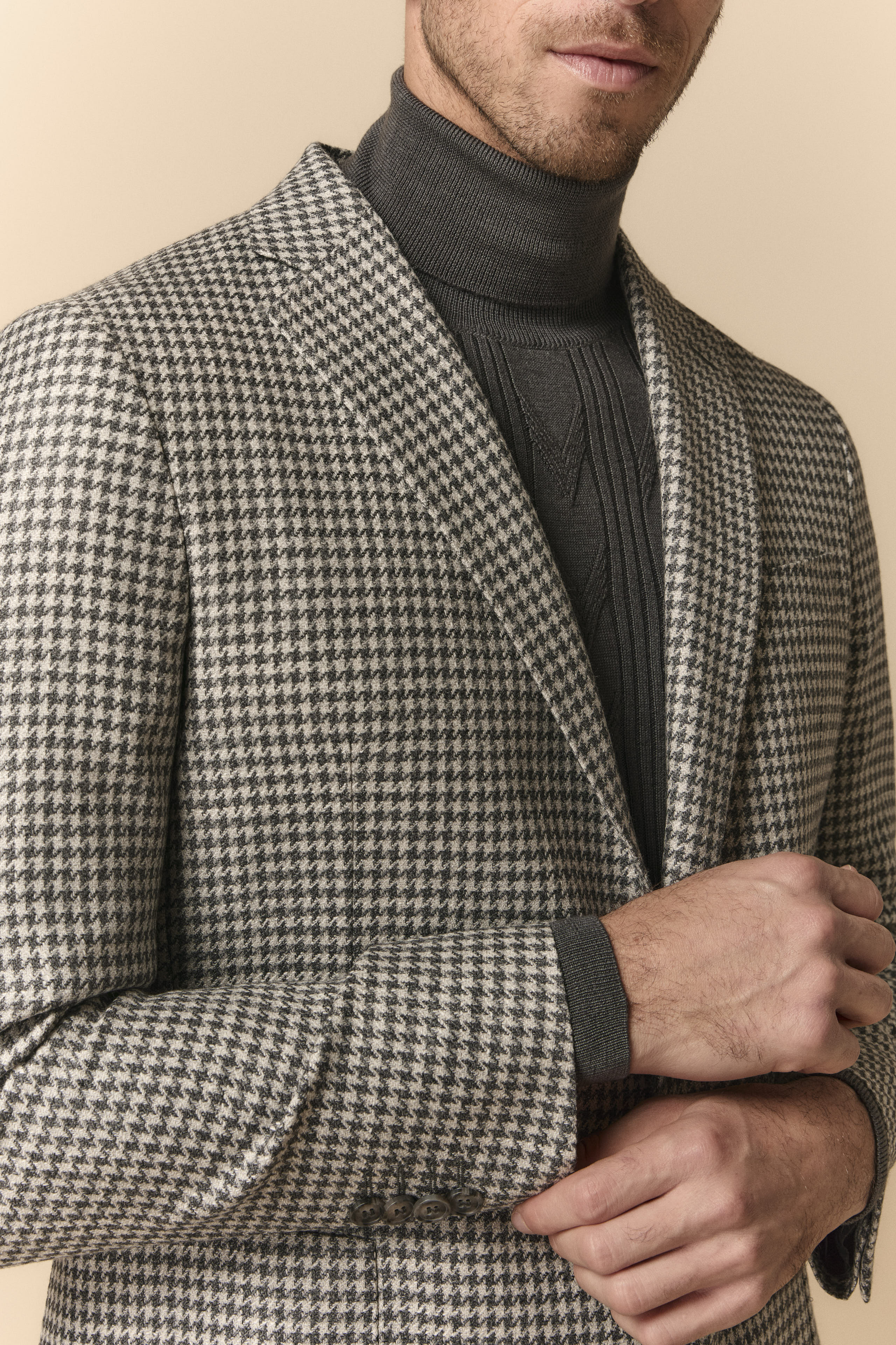 Patterned Jacket in Wool and Silk - P-Poule Grey