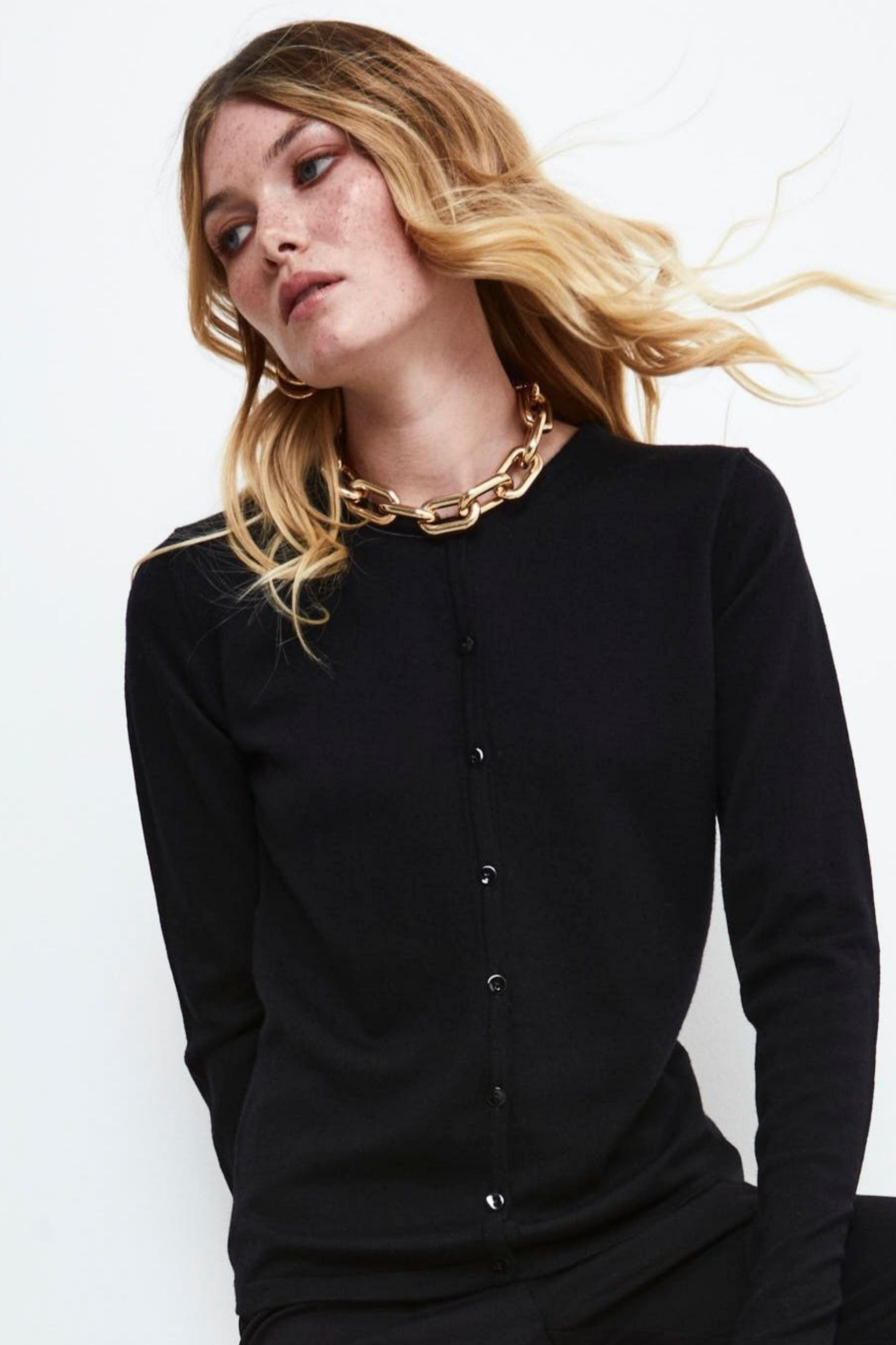 Cardigan Slim en Laine Mérinos - NOIR