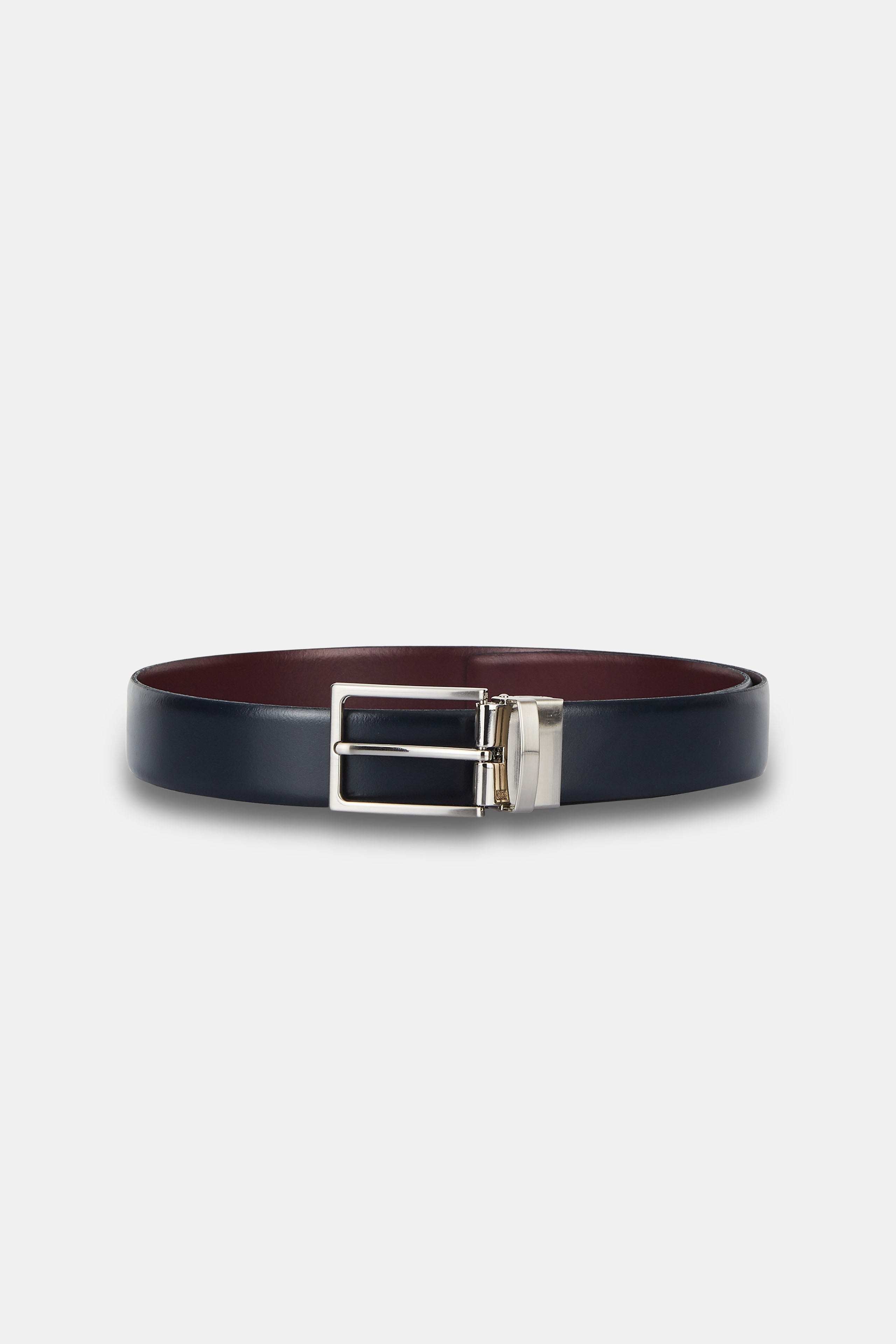 Ceinture en cuir réversible - Bleu-Bordeaux