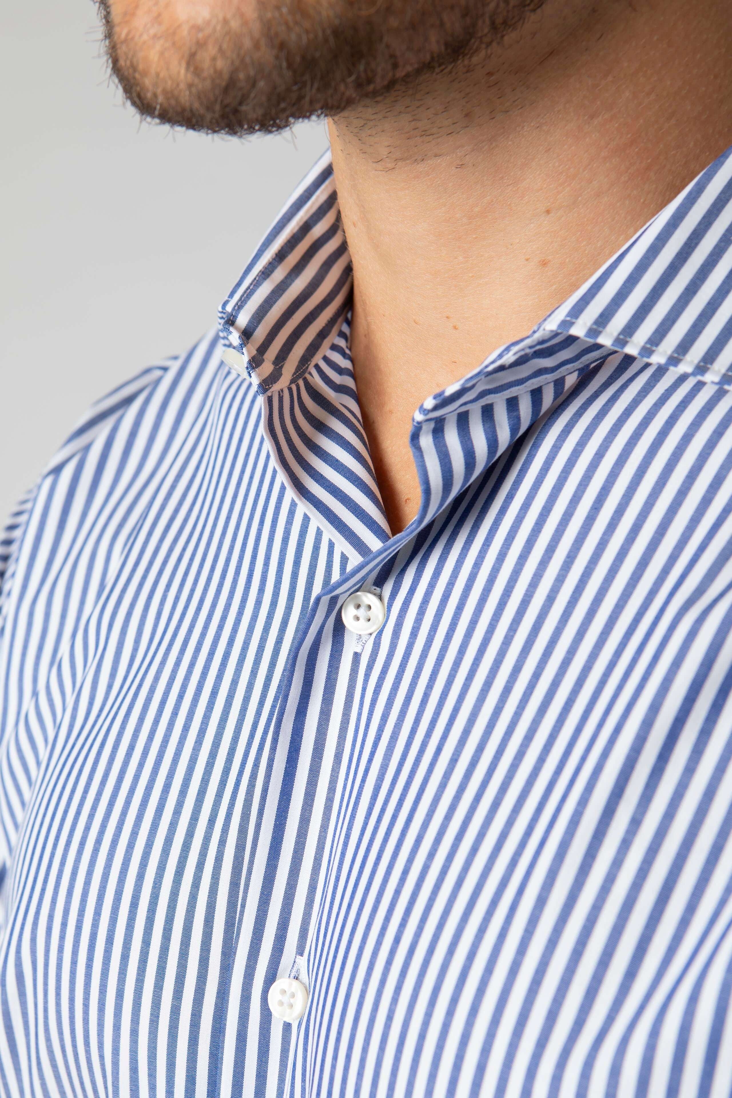 No iron striped shirt - Blue stripe