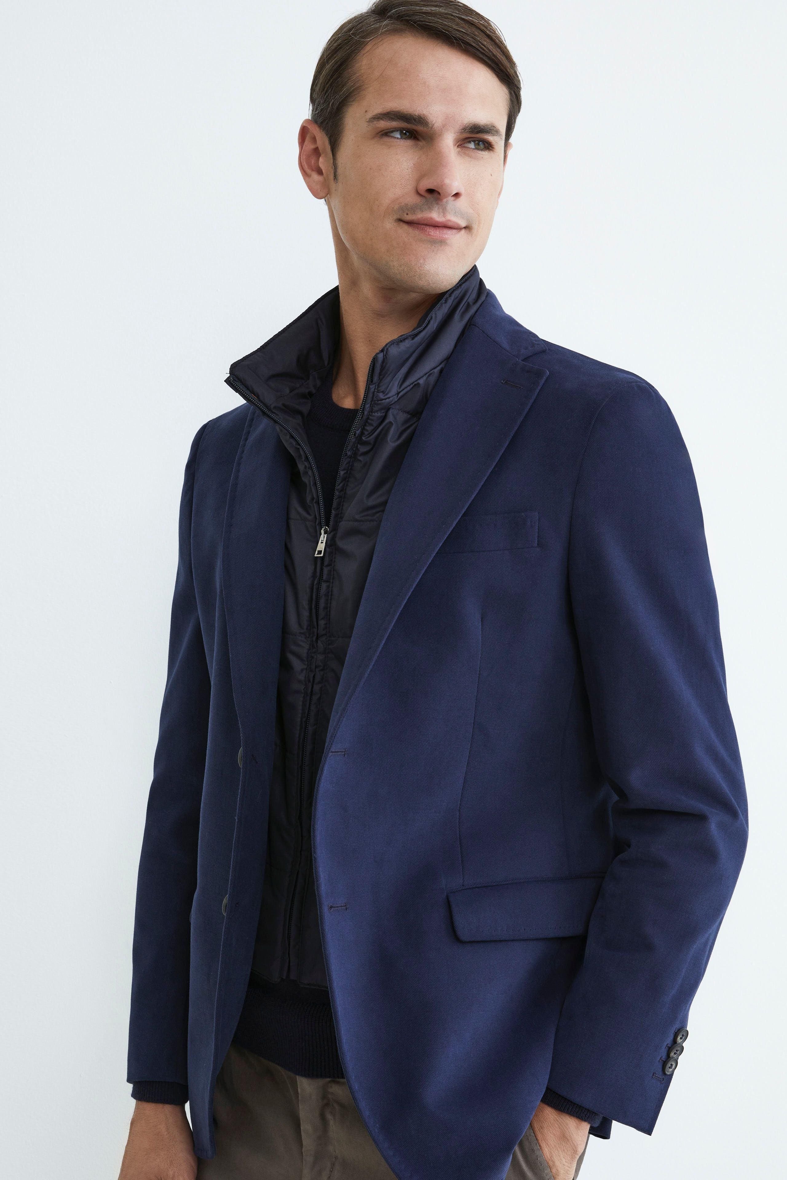 Cotton jacket with waistcoat - Medium blue